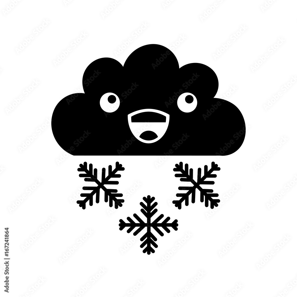 Beautiful fantasy cloud with snowflakes kawaii character vector illustration design Beautiful fantasy cloud with snowflakes kawaii character vector illustration design