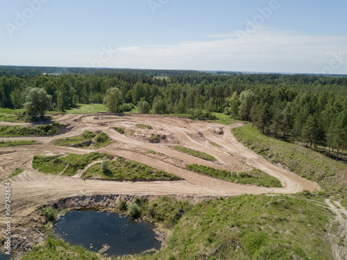 Sauriesi lake Aerial drone top view latvia