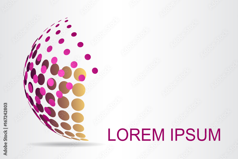 Logo stylized spherical surface with abstract shapes Logo stylized spherical surface with abstract shapes