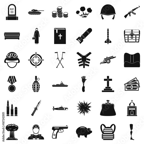 War offence icons set, simple style