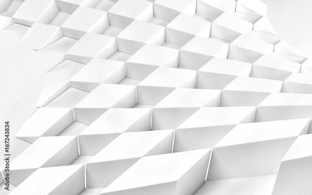 Abstract white geometric background. 3 D render Abstract white geometric background. 3 D render