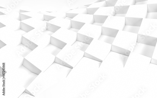 Abstract white geometric background. 3 D render