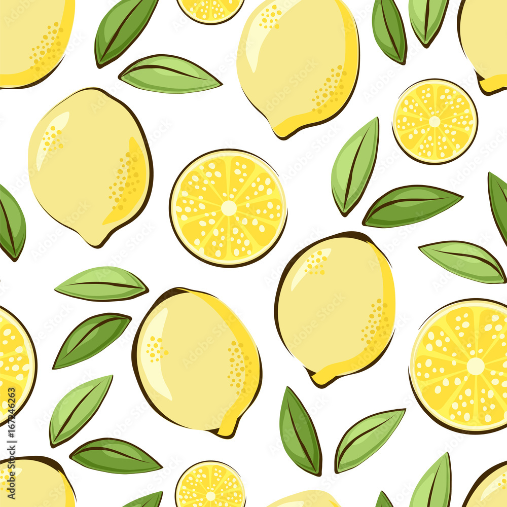 Juicy lemons. Seamless vector pattern. Juicy lemons. Seamless vector pattern.