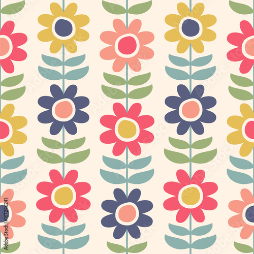 Seamless vector pattern with scandinavian flowers.