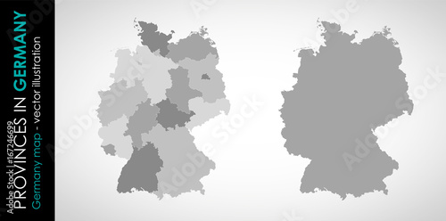Vector map of Germany and provinces GRAY