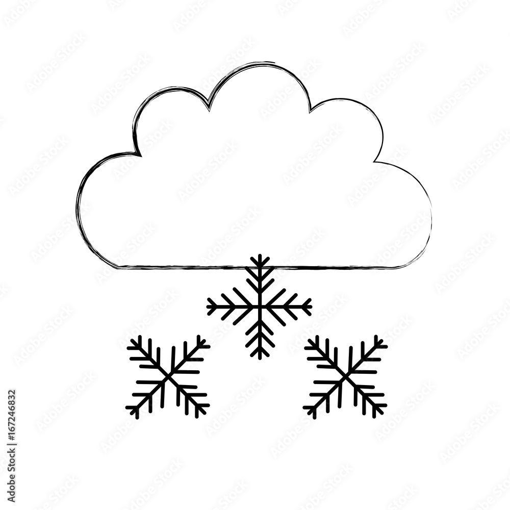 Beautiful fantasy cloud with snowflakes vector illustration design Beautiful fantasy cloud with snowflakes vector illustration design