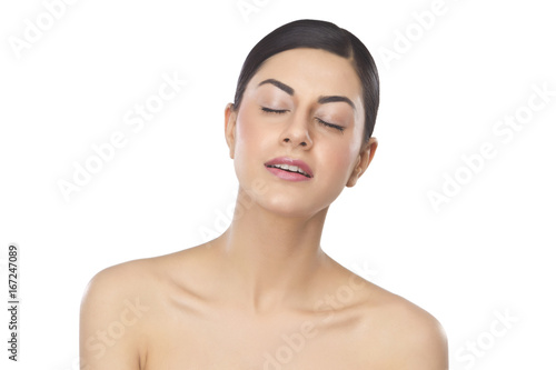 Beautiful woman with eyes closed