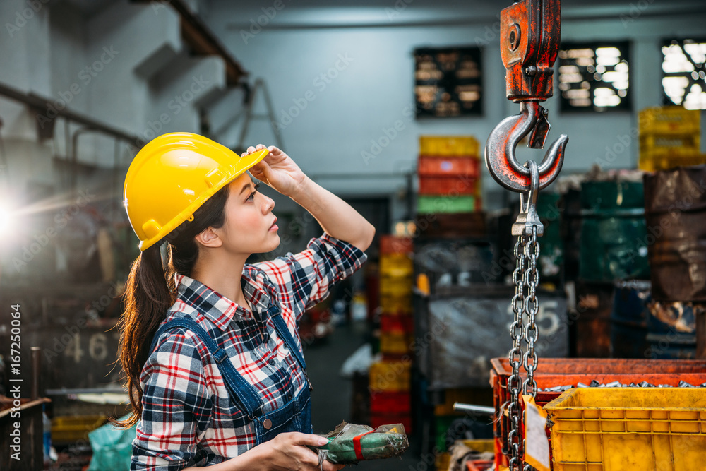 components factory female staff hold helmet components factory female staff hold helmet
