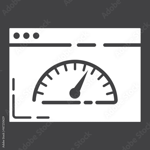 Page Speed glyph icon, seo and development, browser sign vector graphics, a solid pattern on a black background, eps 10.