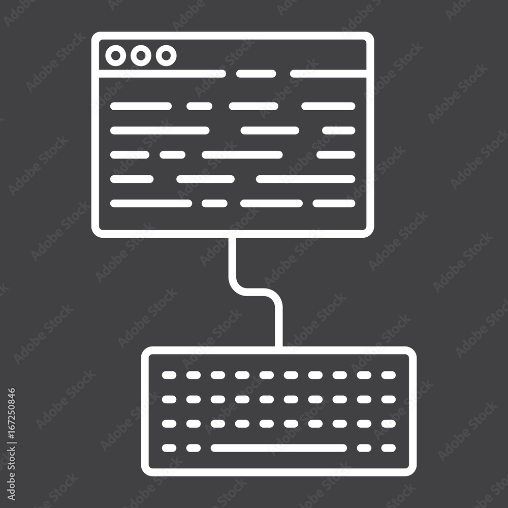 Copywriting line icon, seo and development, blogging sign vector graphics, a linear pattern on a black background, eps 10. Copywriting line icon, seo and development, blogging sign vector graphics, a linear pattern on a black background, eps 10.