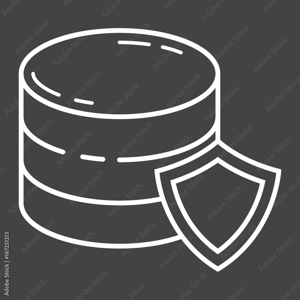 Data protection line icon, seo and development, server sign vector graphics, a linear pattern on a black background, eps 10. Data protection line icon, seo and development, server sign vector graphics, a linear pattern on a black background, eps 10.