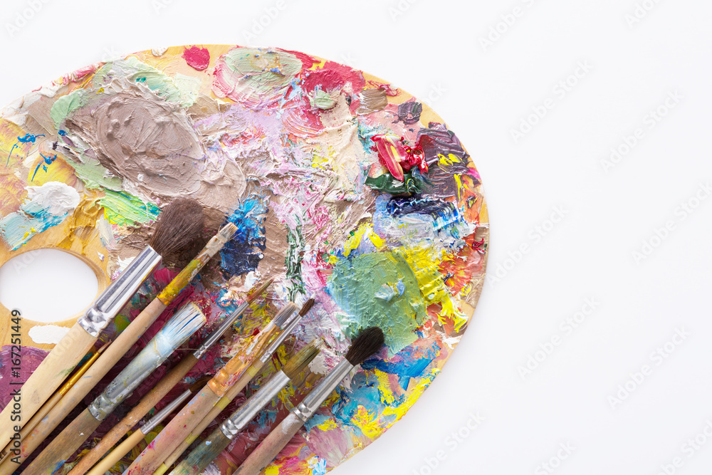 Obraz premium Art palette with colorful paint strokes, isolated