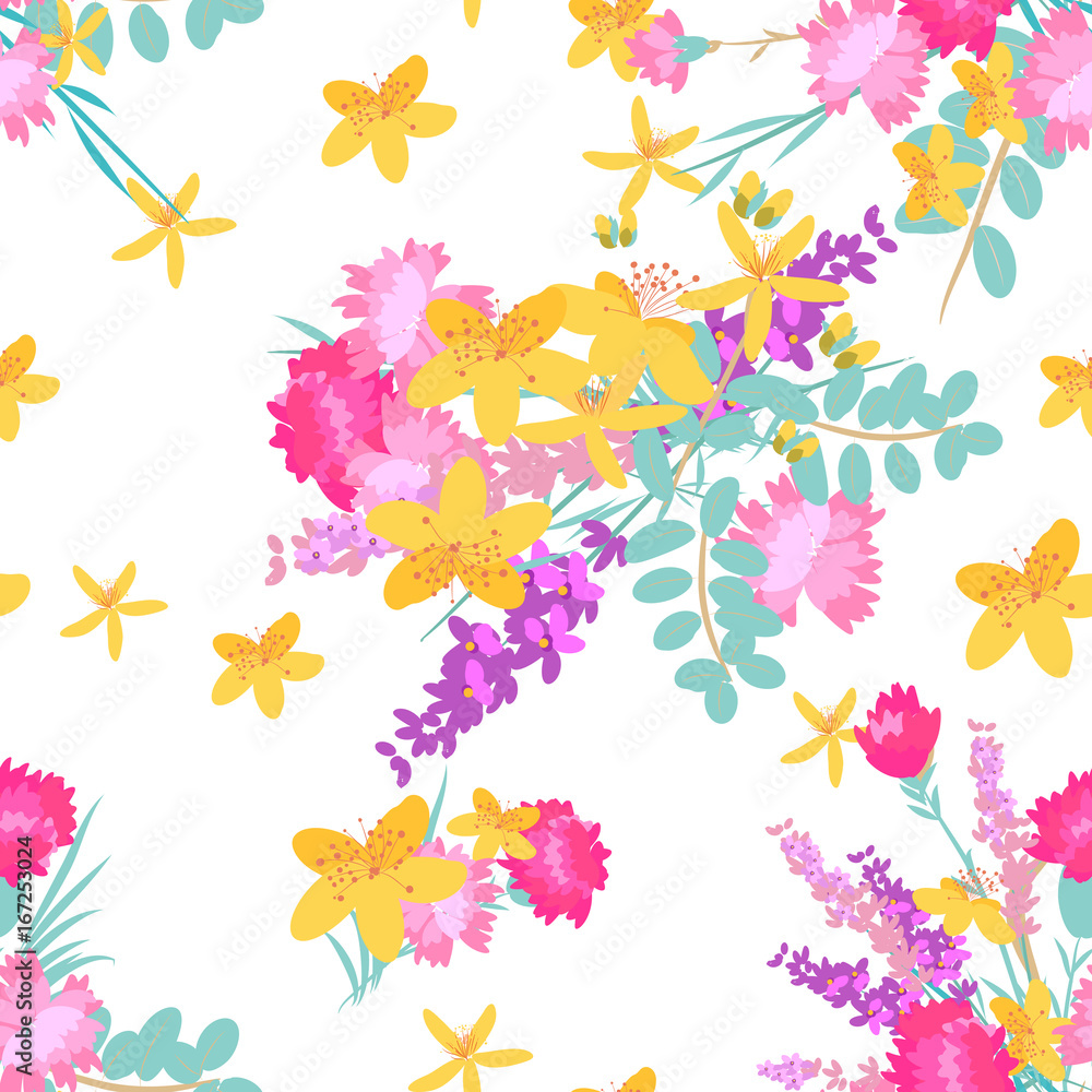 Retro style Illustration with flowers