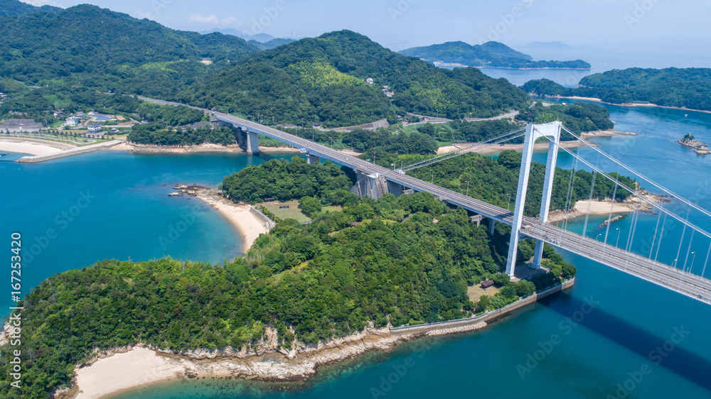 見近島と瀬戸内海(しまなみ海道) 空撮 見近島と瀬戸内海(しまなみ海道) 空撮