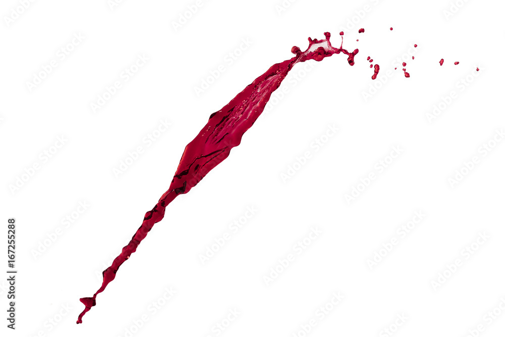 Liquid red splash over white background flying Liquid red splash over white background flying
