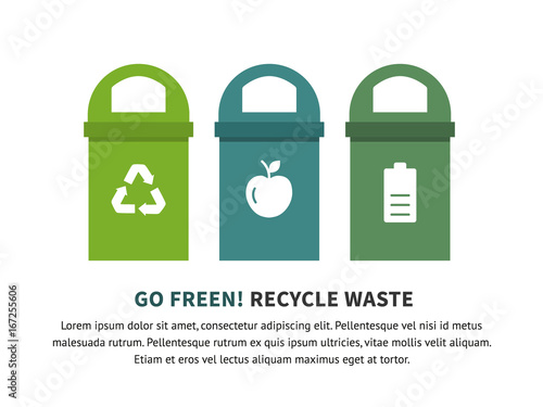 Recycle waste bins vector illustration
