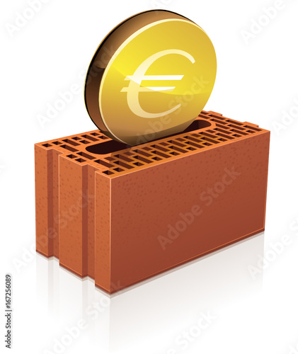 Brique monomur et investissement en euros (reflet)