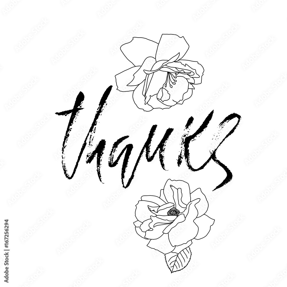 Thanks handwritten inscription. Hand drawn modern dry brush lettering. Thank you card. Vector illustration. Thanks handwritten inscription. Hand drawn modern dry brush lettering. Thank you card. Vector illustration.