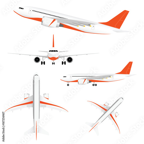 airplane with two motors and orange color illustration