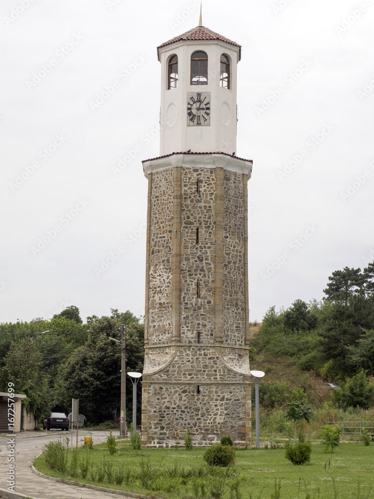 Stone tower with clock Romania