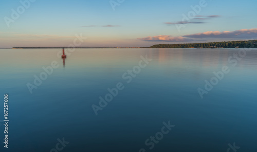 Beautiful Baltic sea landscape with stone breakwater. Tranquil long exposure landscape © photoexpert