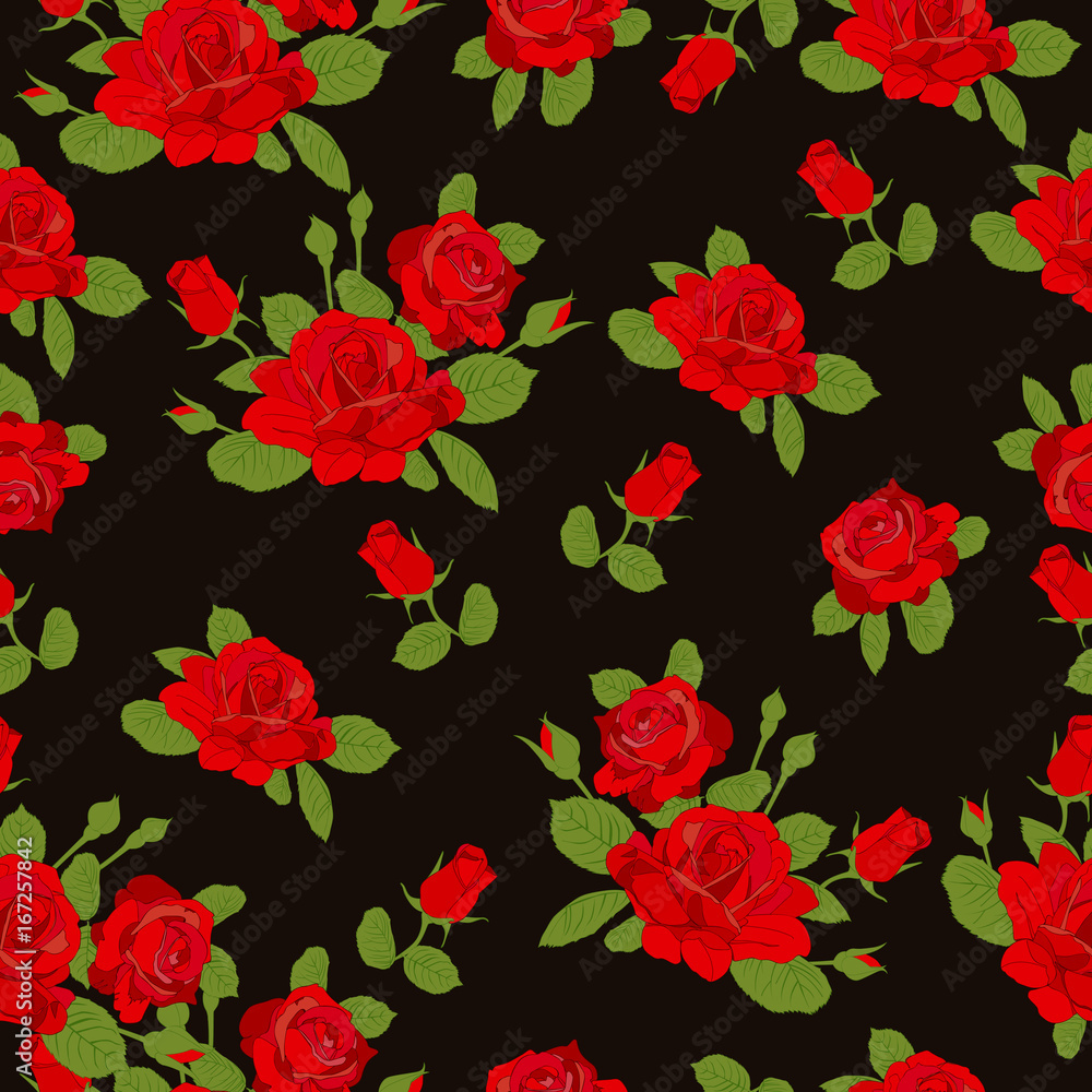 red rose flower pattern on black background red rose flower pattern on black background