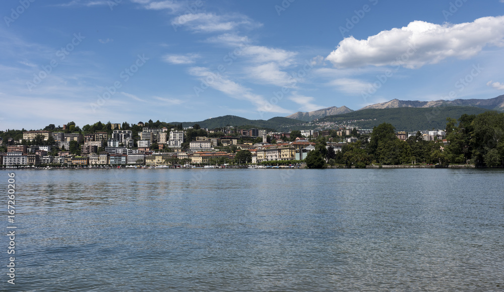 View from the Parco Ciani to the houses of Lugano - Lugano, Lake Lugano, Lugano, Ticino, Switzerland, Europe