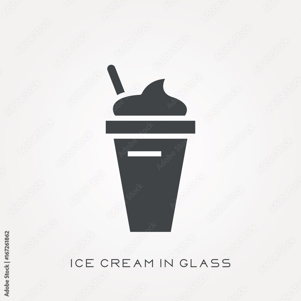 Silhouette icon ice cream in glass Silhouette icon ice cream in glass
