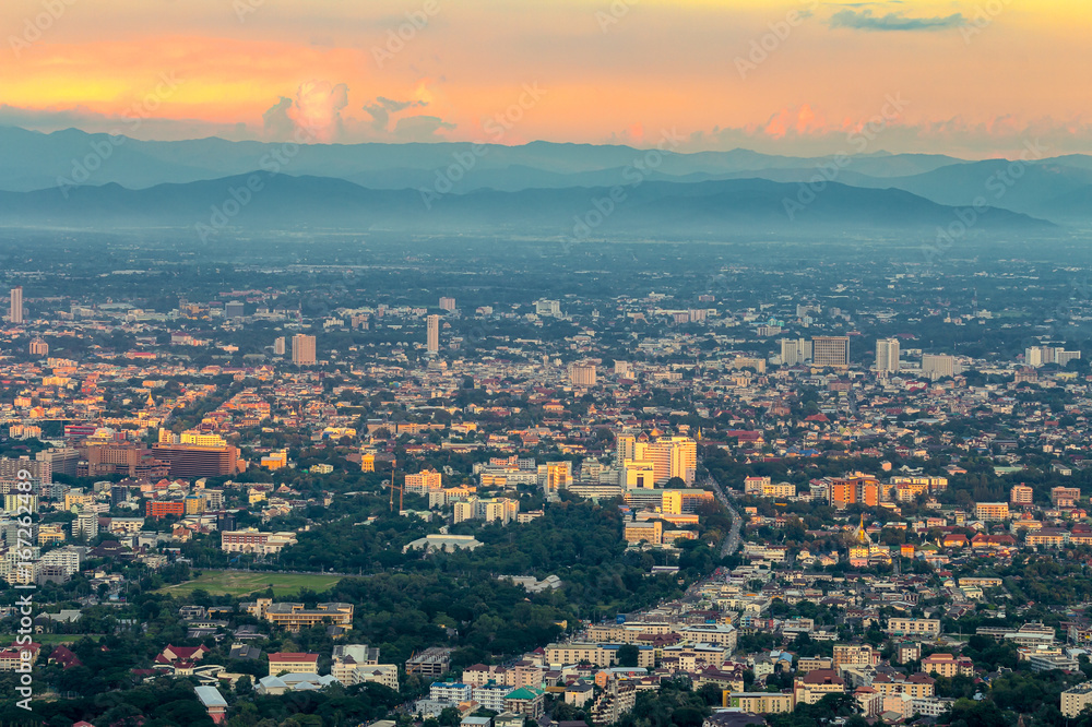 Cityscape of Chiang mai city, Thailand from the view point