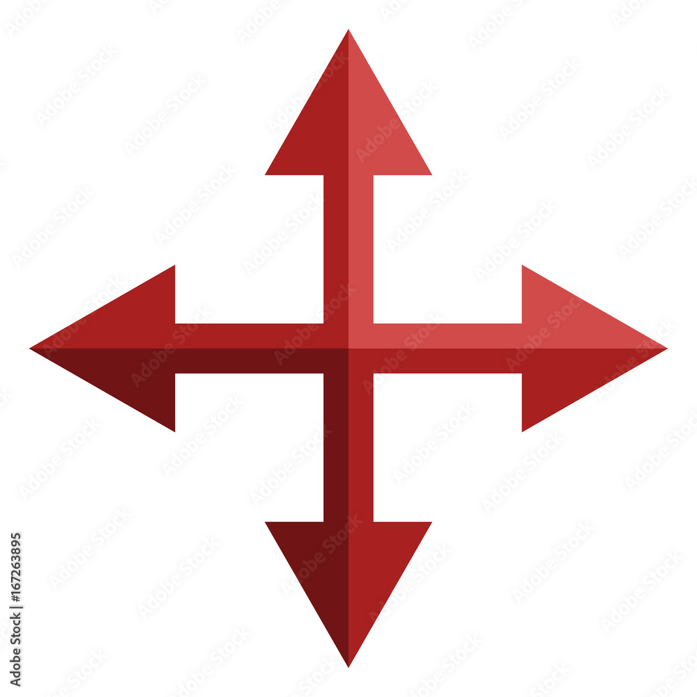 Vector Icon - Four Way Arrows. Cross of Arrows. Vector Icon - Four Way Arrows. Cross of Arrows.