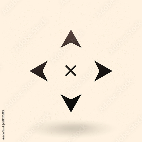Vector Icon - Four Way Arrows. Cross of Arrows.