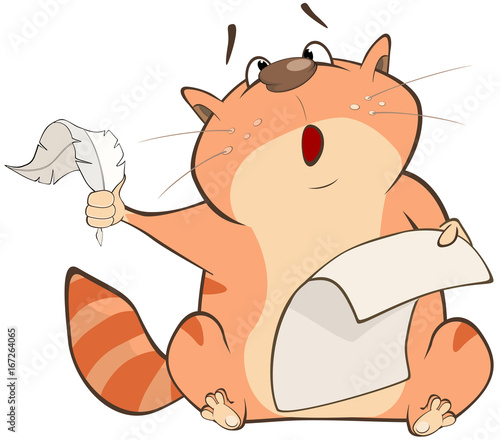  Illustration of a Cute Cat. Cartoon Character
