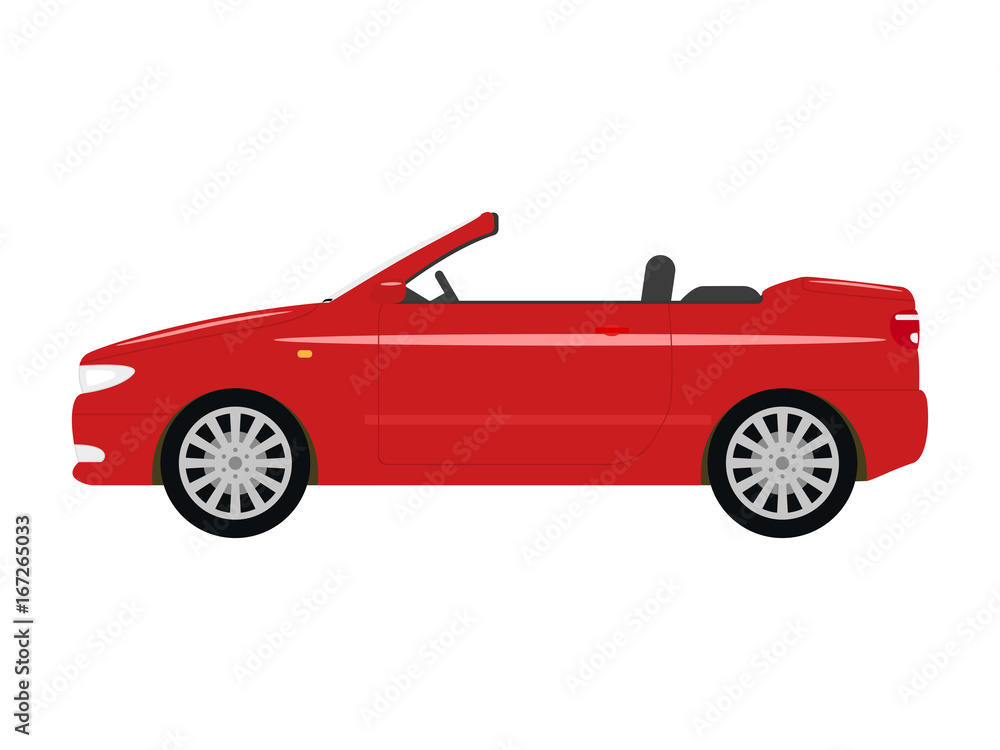 Vector illustration of a cartoon red car cabriolet