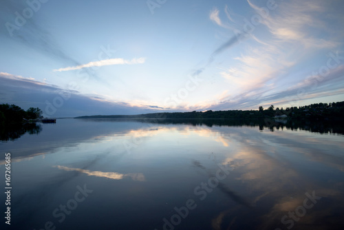 Summer sunset on the Volga river.