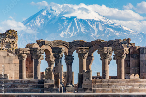 Ruins of the Zvartnos temple in Yerevan, Armenia photo