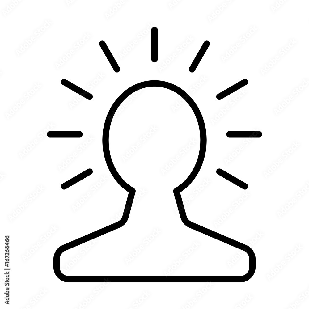 New bright idea in human head line icon. Lightbulb creativity concept. Vector. New bright idea in human head line icon. Lightbulb creativity concept. Vector.