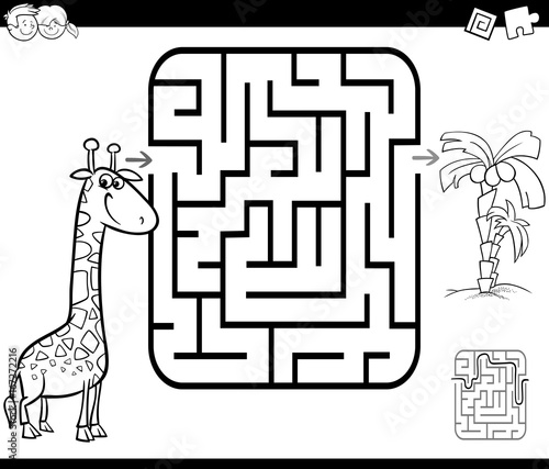 maze activity game with giraffe and palm