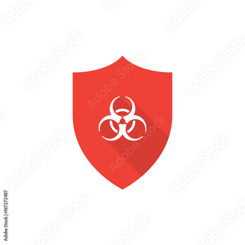 Vector shield with biohazard symbol. Virus protection icon