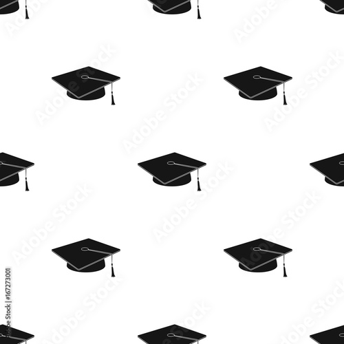Blue beret with a rope in the center. Cap student . School uniform .School And Education single icon in black style vector symbol stock illustration.