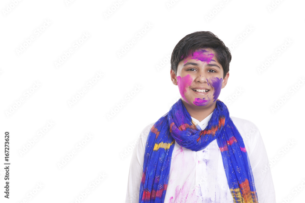 Portrait of a boy with holi colour Portrait of a boy with holi colour