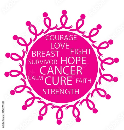 Awareness breast cancer teamwork logo vector