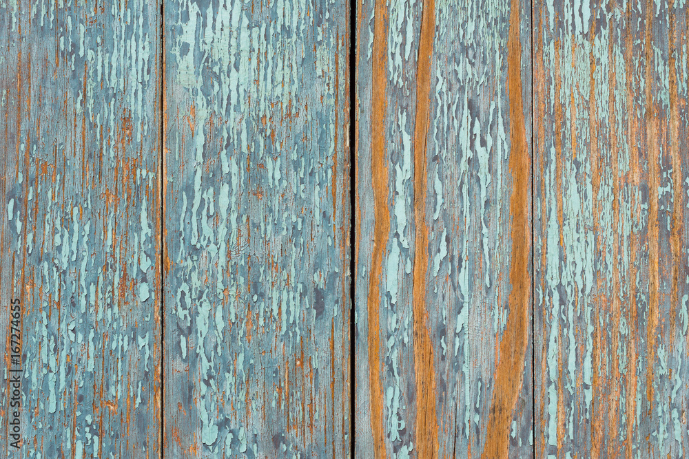 Fototapeta premium Old blue wooden table with grunge, abstract texture background.
