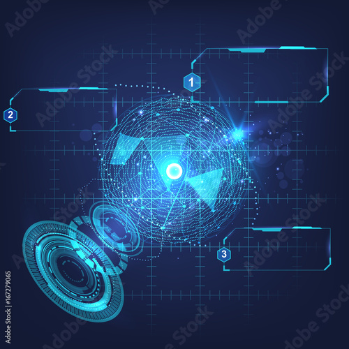 Hud technology background vector interface. Futuristic scientific concept design elements