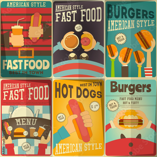 Fast Food Posters Set