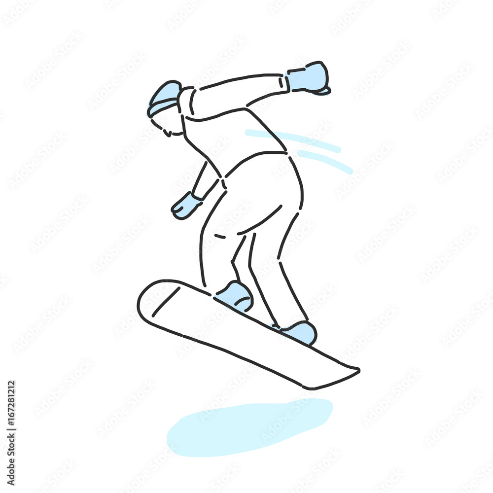 Snowboard snowboarding winter sport, line drawing. hand drawn. vector illustration. Stock Vector | Adobe Stock