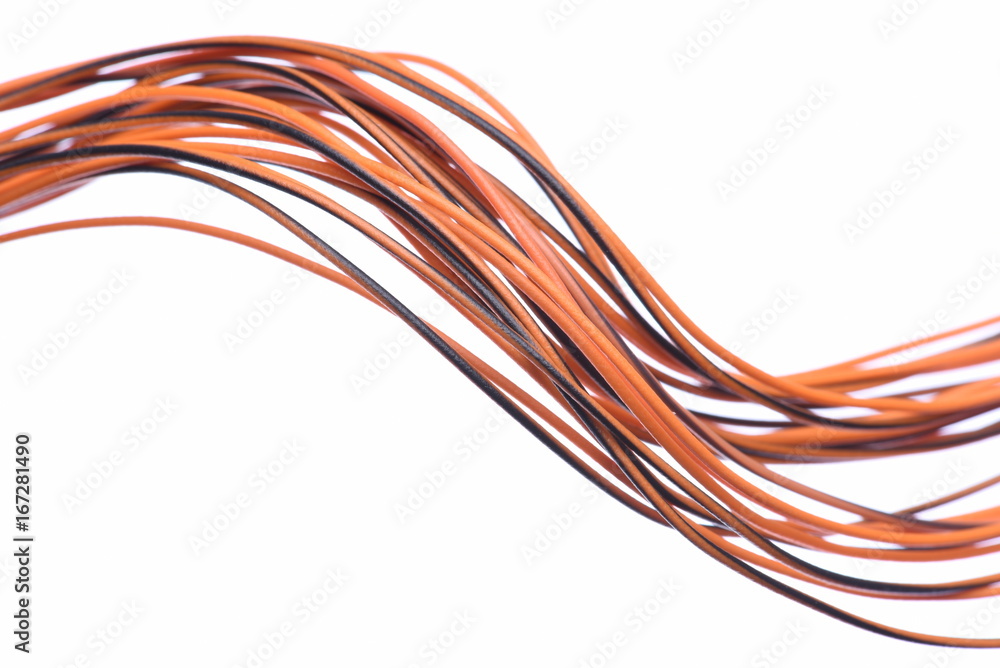 Colorful electrical cables isolated on white background