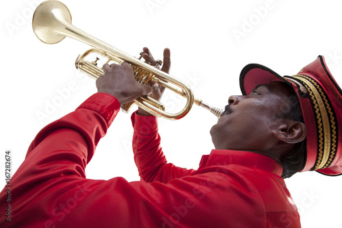 Bandmaster playing on a trumpet