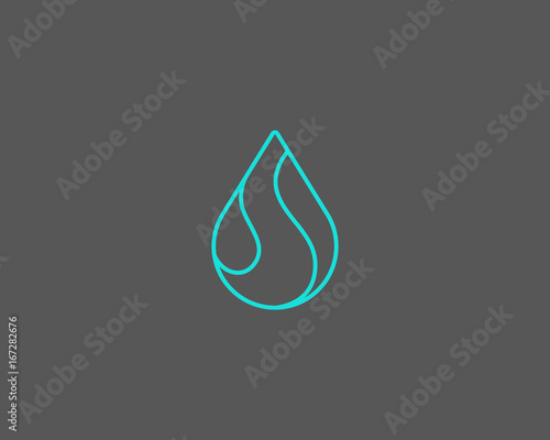 Linear water aqua logo design. Water drop vector logotype.