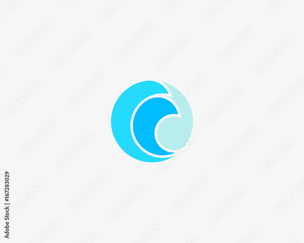 Fototapeta premium Wave vector logo design. Sea surf gold symbol logotype