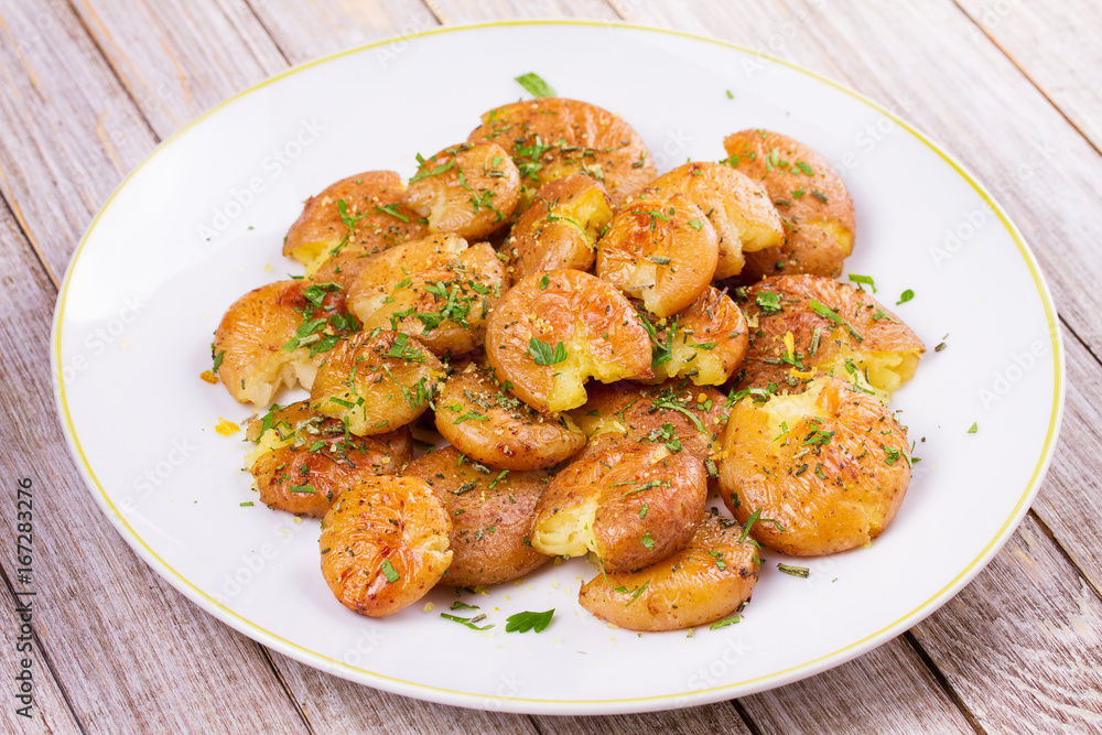 Smashed Potatoes with parsley and rosemary Smashed Potatoes with parsley and rosemary